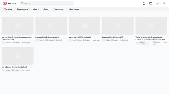 Thumbnail for prompt: Create a youtbe home page website.