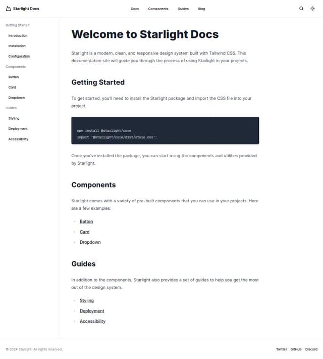 Thumbnail for prompt: Build a documentation template with Astro that looks like the Starlight theme