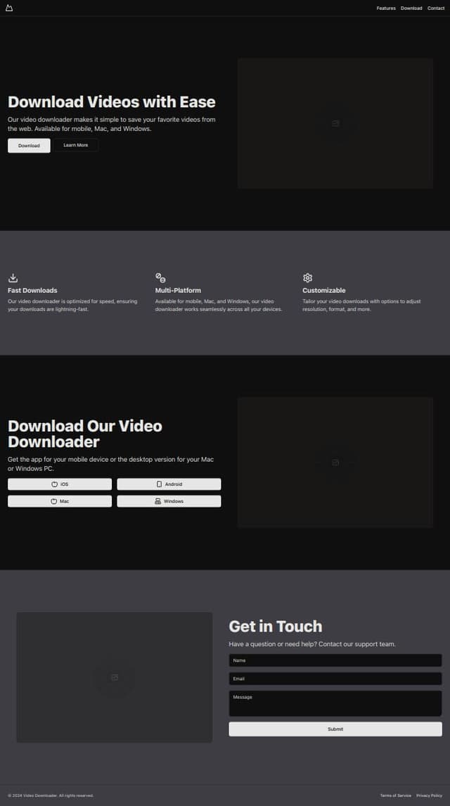 Thumbnail for prompt: according to https://downloader.easylife.studio, genearate a video downloader website, it support website downlaod by uri and support download the video downloader mobile apps, mac & windows PC version softwares, it has video downloader advantage introduction. the bacgroud should white color and content font is black, buttons are green.