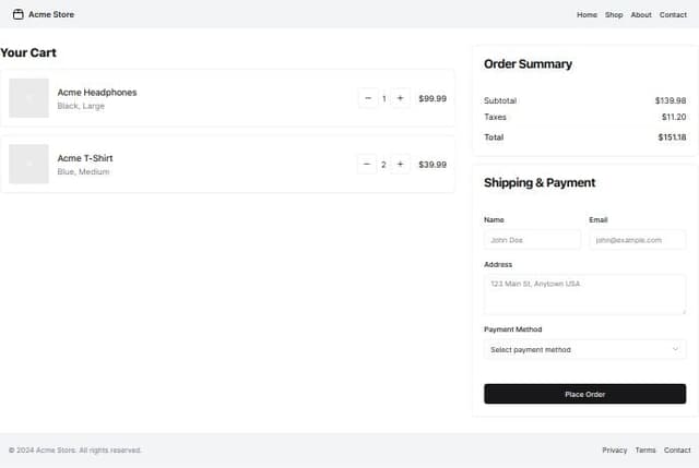 Thumbnail for prompt: create a checkout page using shadcn 