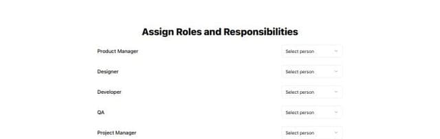 PLease create me a simple page for assigning roles and responsibilities ...