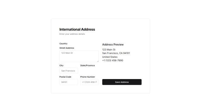 Thumbnail for prompt: International Address form