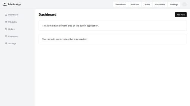 Thumbnail for prompt: Appshell for an admin application. 