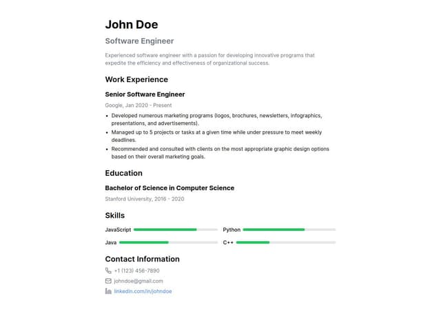 Thumbnail for prompt: create a resume template 