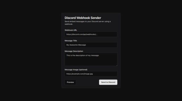 Thumbnail for prompt: A Discord Webhooks Message Sender That Can send embed messages to discord 