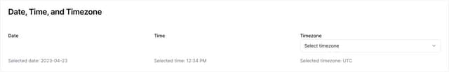 Thumbnail for prompt: date time and timezone input field based on shadcn