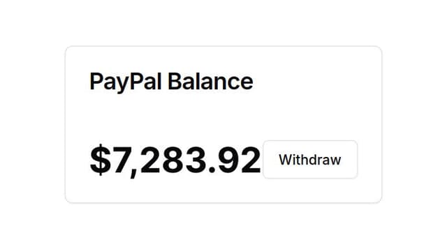 Thumbnail for prompt: PAYPAL BALANCE SCREENSHOT OF $7283.92