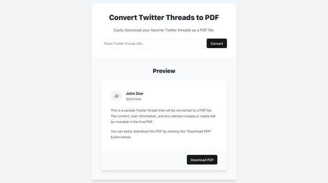 Thumbnail for prompt: a website to convert twitter threads to a pdf u can view and download