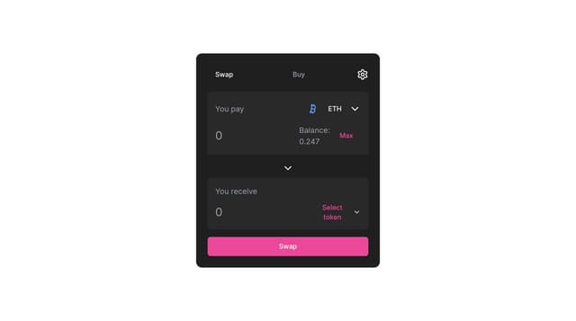 Thumbnail for prompt: A token swap UI