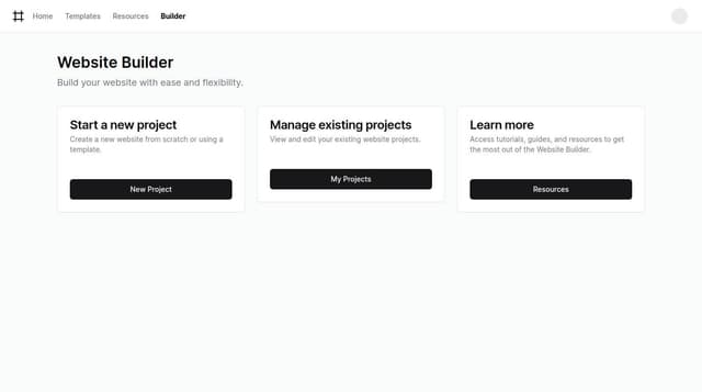 Thumbnail for prompt: Create a very simple to use website builder, which is focussed for people with low understanding of technology, so it has to be very accesible, but also at the same time has support for advanced users. Something in the line of Vercel's UI or ShadCN
