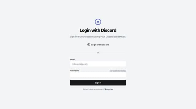 Thumbnail for prompt: A login form page with only a Discord login option.
