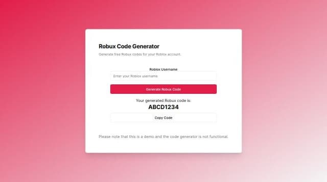 Thumbnail for prompt: robux code generator working website
