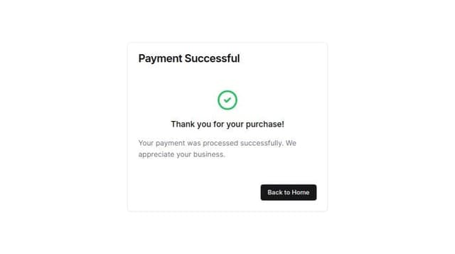 Thumbnail for prompt: Create me a success page for payments with stripe with shadcn card as container