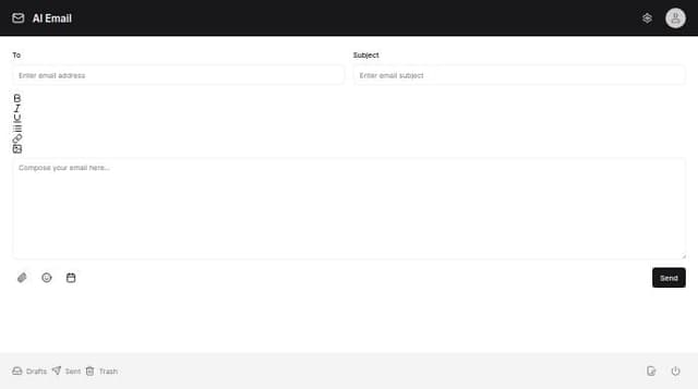 Thumbnail for prompt: Bana yapay zeka destekli mail yazmamı sağlayacak bir uygulama için ui çizimi yap.  bu sadece bir email yazma aracı olacak, mail uygulaması değil