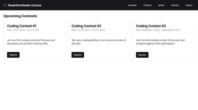 Thumbnail for prompt:  design complete all tasks of geeksforgeeks course like contests, practice problem(coding), mcqs, articles and videos where user can click on any option for complete their one task using chrome extension