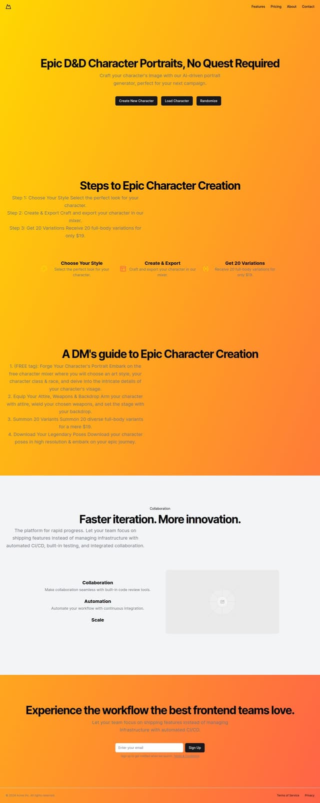 Thumbnail for prompt: make the steps of A DM's guide to Epic Character Creation horizantal side by side