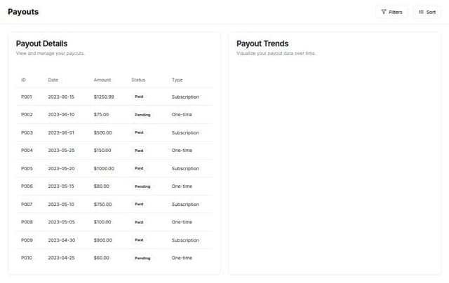 Thumbnail for prompt: Help me recreate payoutjunction.com, with the tables and the UI