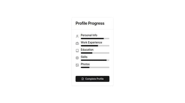 Thumbnail for prompt: create a sidebar to show much user profile is completed and what is missing in his profile
