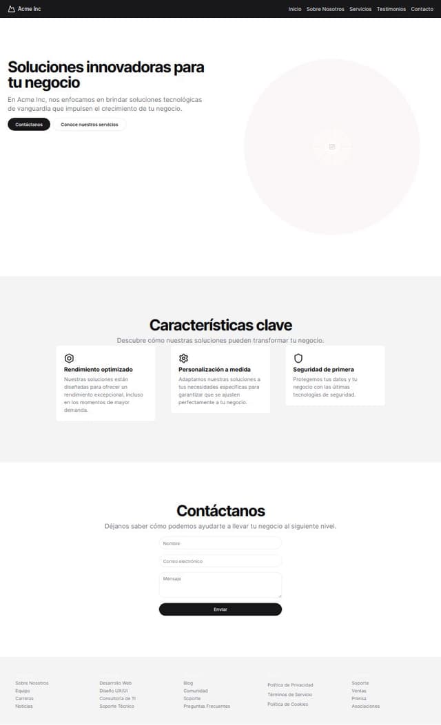 Thumbnail for prompt: Web site moderno con los bordes circulares con varias páginas 