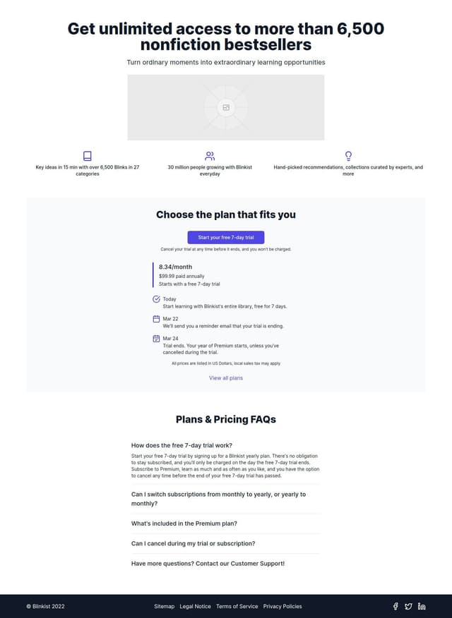 Thumbnail for prompt: https://www.blinkist.com/en/nc/choose-plan