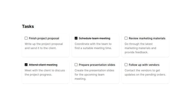 Thumbnail for prompt: shadcn tasks component