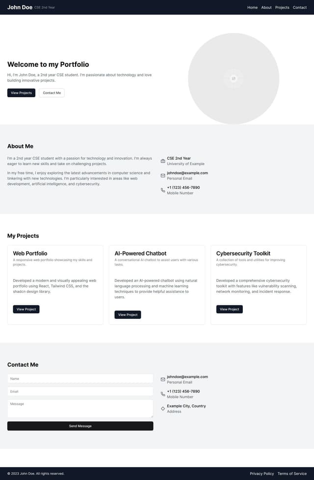 Thumbnail for prompt: Make a simple web portfolio for a cse 2nd year student