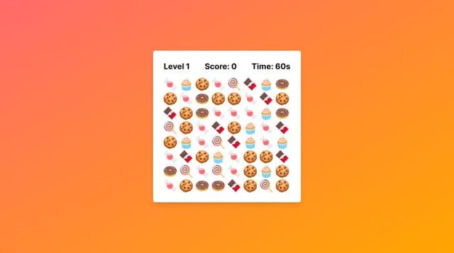 Thumbnail for prompt: make candy crush game using next js