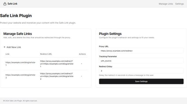 Thumbnail for prompt: make a plugin like organic wp safelink for my website