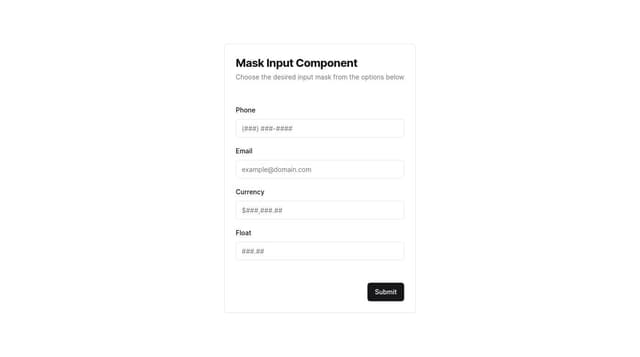 Thumbnail for prompt: build a mask-input using radix-ui and tailwind CSS, with best in class built-in mask prop phone email currency float etc