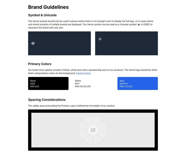 Thumbnail for prompt: create a vercel branding page