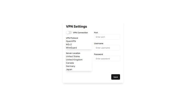 Thumbnail for prompt: a settings page of an android application named oblivion which has multiple checkbox option and some input value option which is a a vpn setting page with enhancing user experience 