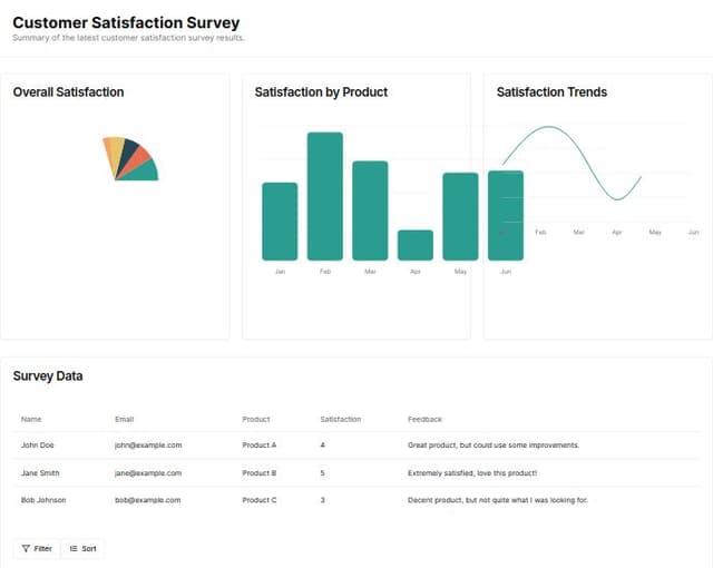 Thumbnail for prompt: dashboard page to show users answers from a survey