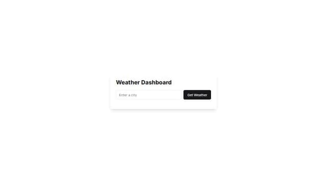 Thumbnail for prompt: Problem Statement: 
Task: Build a simple "Weather Dashboard" using React. 
Requirements: 
Framework  
Use Vite, React and Typescript as framework.  
Choose a UI component library and explain why you picked that specific library.  
UI Design: 
The dashboard should have an input field for entering a city name. 
A "Get Weather" button to fetch weather data. 
Display the current weather conditions for the city entered (e.g., temperature, humidity, weather description). 
Display an error message if the city is not found. 
Support theming.  
State Management: 
Manage the city input and the weather data using React state. 
Handle loading states while the API call is in progress (e.g., show a loading spinner or message). 
API Integration: 
Use a public weather API (like OpenWeatherMap) to fetch the weather data for the entered city. 
Handle potential API errors (e.g., invalid city, network issues) and display appropriate error messages. 