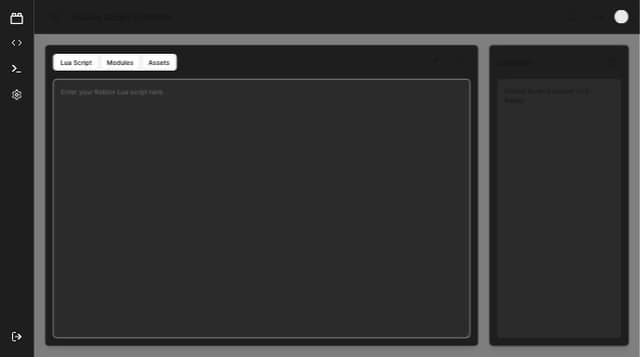 Thumbnail for prompt: Tabs bar above 'Lua script' input (directly inside the text box), syringe and play button icon on the top right of that box.