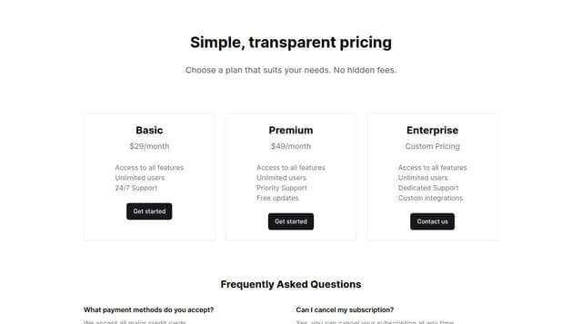 Thumbnail for prompt: A sleek pricing page for a CRM Saas that is using Shadcn UI