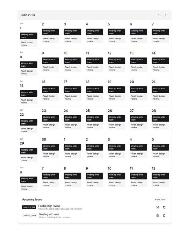 Thumbnail for prompt: A big calendar with a "timeline" and todo entries
