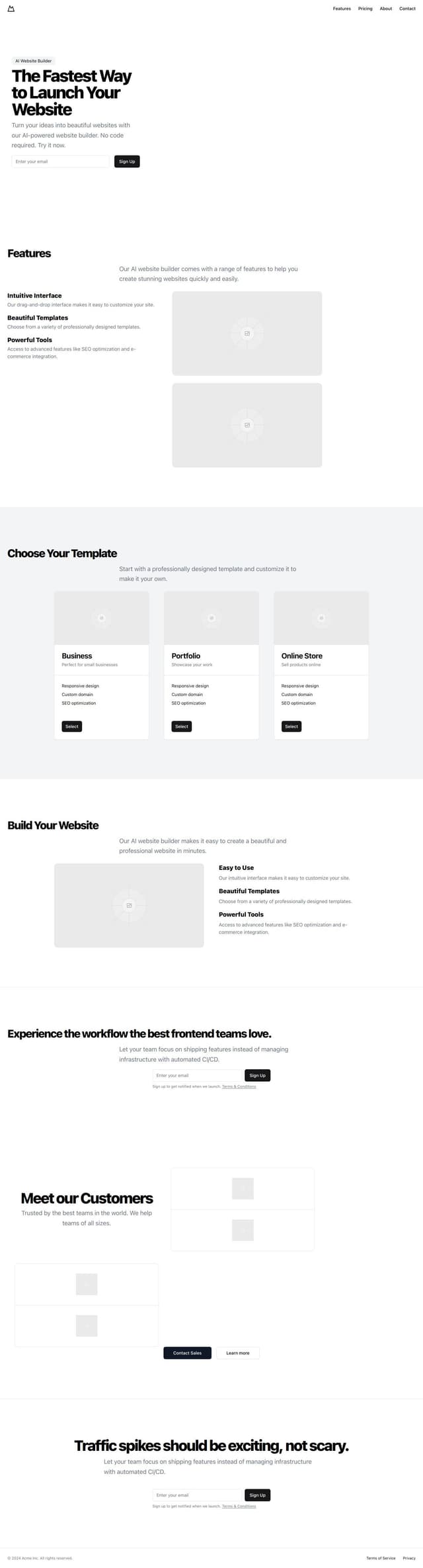 Thumbnail for prompt: AI website builder home page