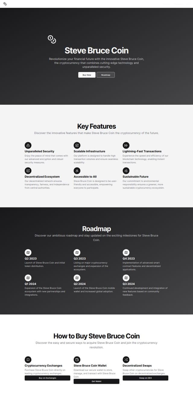 Thumbnail for prompt: An Exciting, Modern, Crypto Coin Homepage Called 'Steve Bruce Coin'