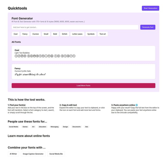 Thumbnail for prompt: create ui like https://tools.picsart.com/text/font-generator/