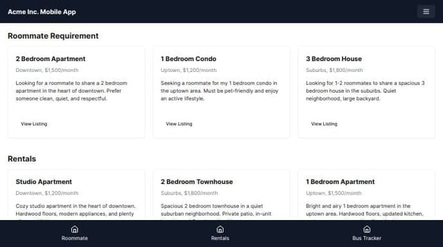 Internal Mobile App within an Company. Employees can post roommate ...