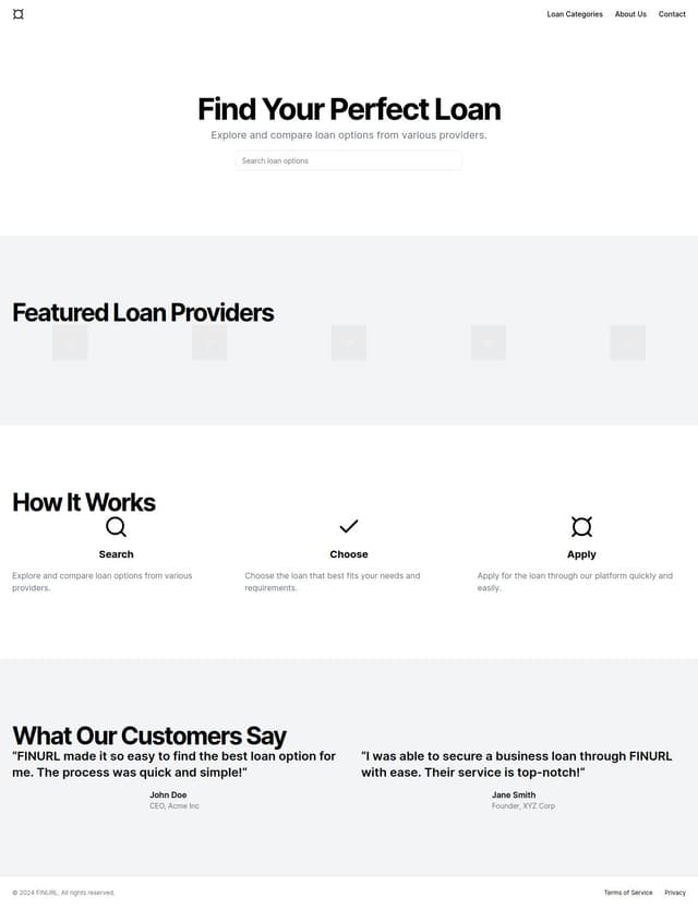 Thumbnail for prompt: A webste for a loan aggregator platform called FINURL
