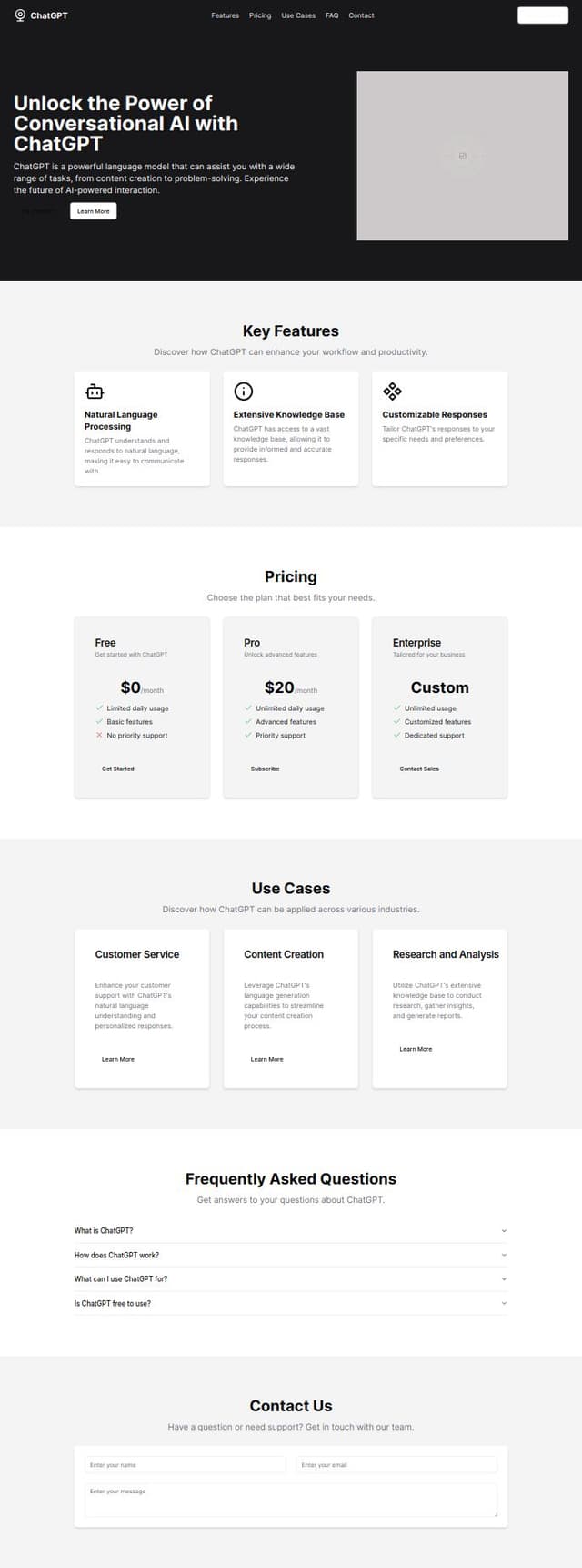 Thumbnail for prompt: Create chat Gpt website with all functions