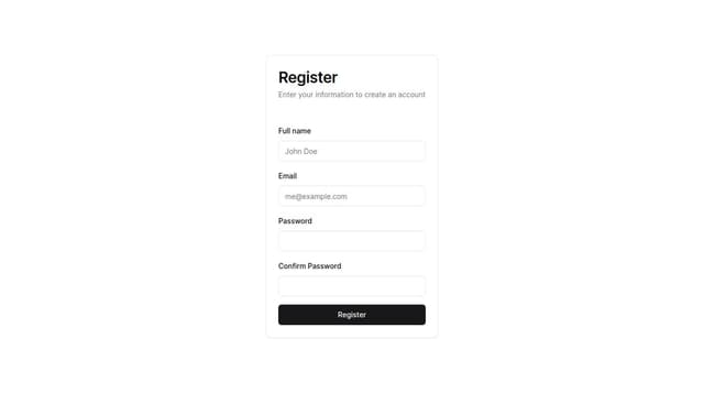 Thumbnail for prompt: register form using shadcn and tailwind
