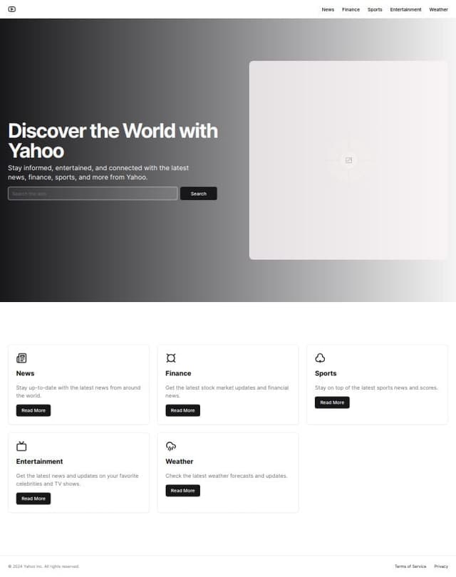 Thumbnail for prompt: Generate an homepage for Yahoo