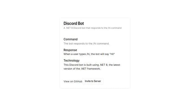 Thumbnail for prompt: A bot discord in .Net 8 to say hi with /hi command.