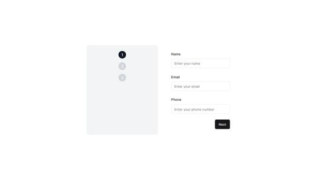 Thumbnail for prompt: make the steps show as a sidebar, with the form on the right side