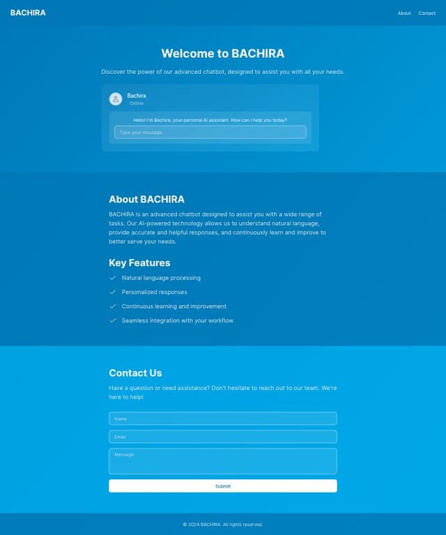 Thumbnail for prompt: make stylish chat bot website and name it as BACHIRA