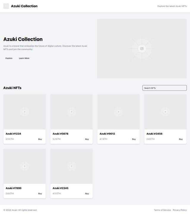 Thumbnail for prompt: NFT Marketplace Azuki Collection Page
