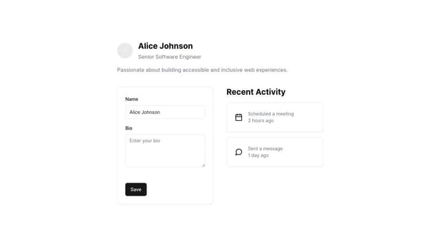 Thumbnail for prompt: A user profile web page using shadcn ui components 