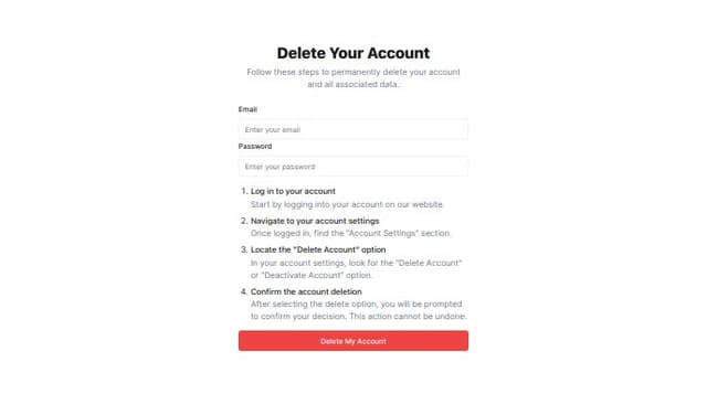 Thumbnail for prompt: i want  you to provide an email and password first before you can delete the account